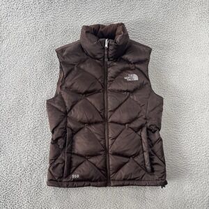 Vintage North Face Brown Puffer Vest‎ Womens Small Goose Down Nuptse 550